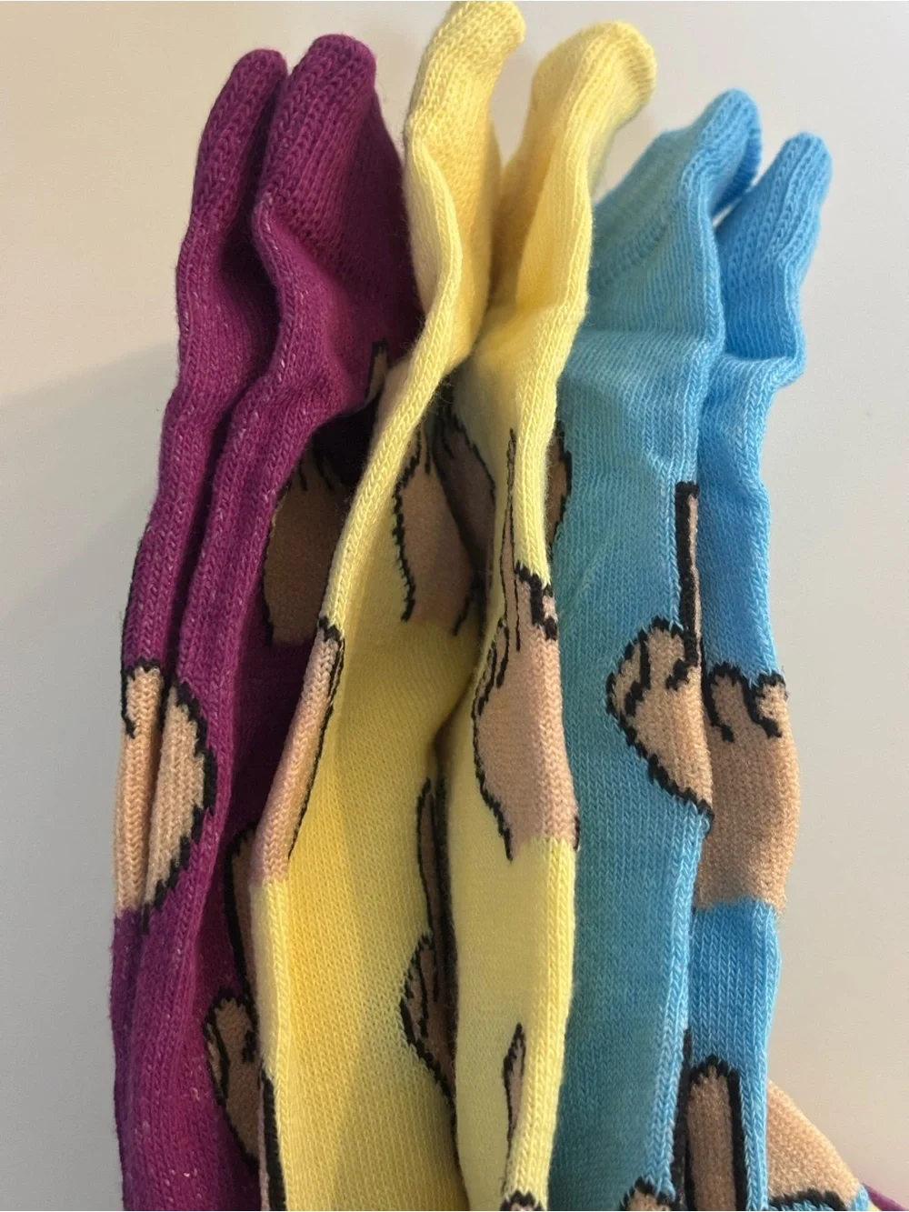 S Christina Novelty Crew Socks 3 Pack Women's 9-11 Middle Finger Emoji NWT